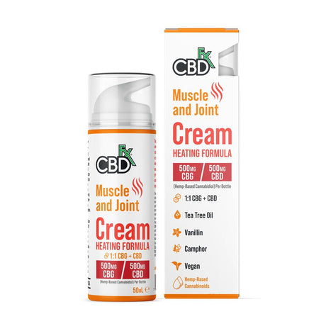 CBDfx Muscle and Joint Heating Cream - 500mg CBD/500mg CBG - Greenlands Health Store