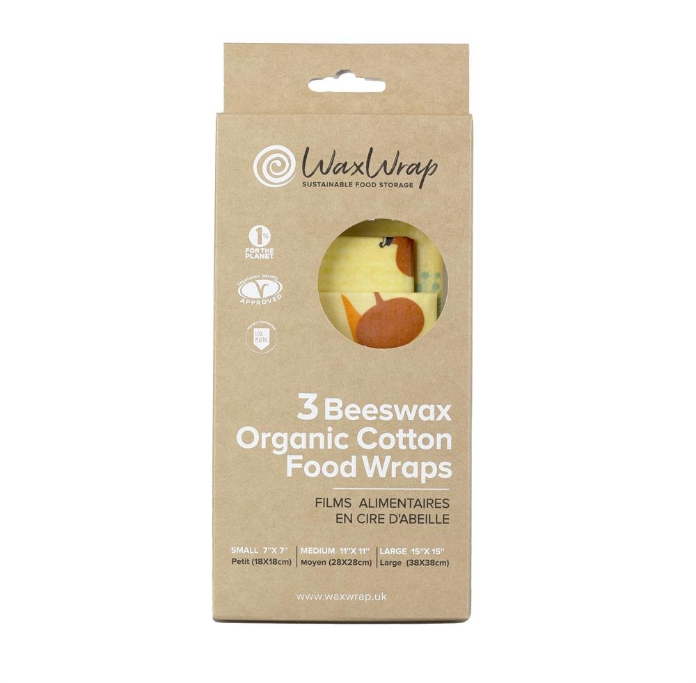 Beeswax Org Cotton Food Wraps 3 each - Greenlands Health Store