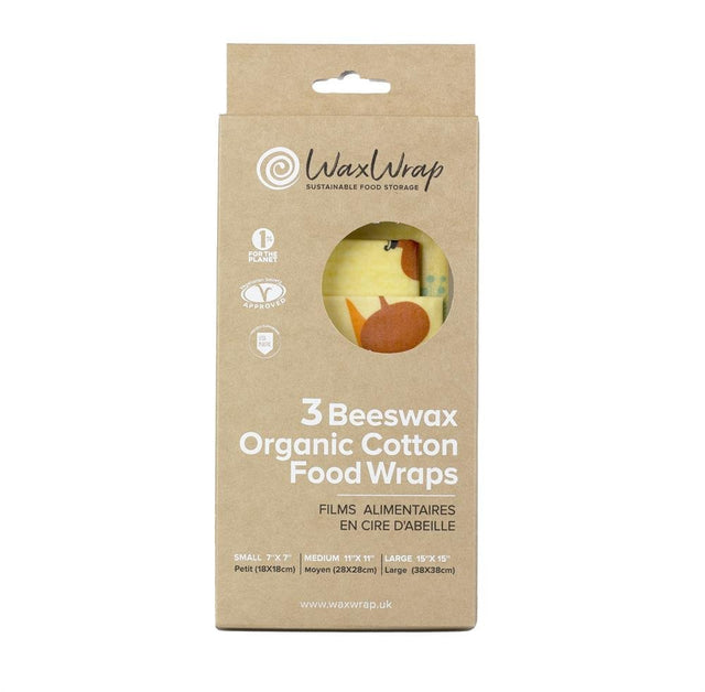 Beeswax Org Cotton Food Wraps 3 each - Greenlands Health Store