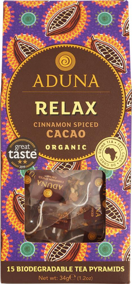 Aduna Relax Super-Tea - Cinnamon Spiced Cacao (15 Pyramids) - Greenlands Health Store