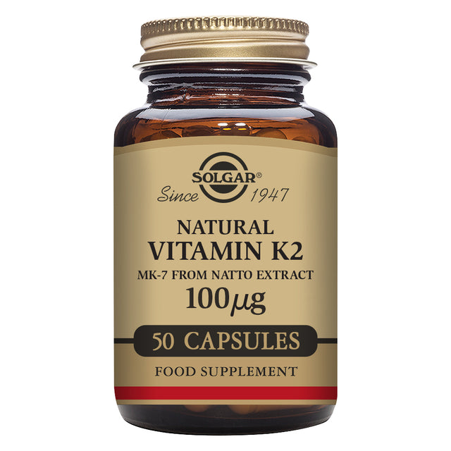 Solgar® Natural Vitamin K2 (MK-7) 100 µg Vegetable Capsules - Pack of 50 - Greenlands Health Store