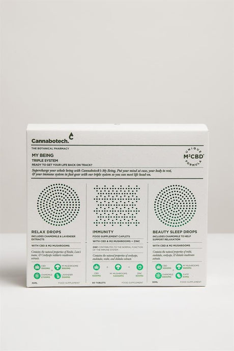 Relax drops Immunity tablets Beauty Sleep drops CBD & Mushrooms - Greenlands Health Store