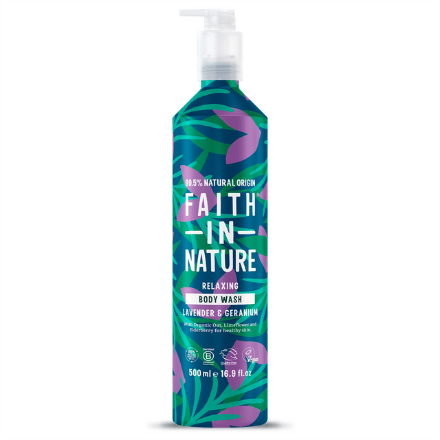 Faith in Nature Lavender & Geranium Body Wash - 500ml Metal - Greenlands Health Store