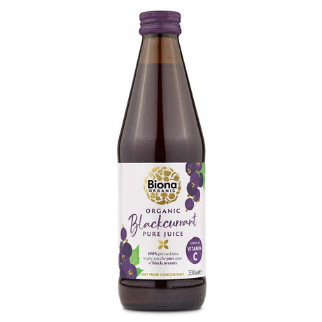 Biona Blackcurrant Pure SuperJuice - 100% Organic 330ml - Greenlands Health Store