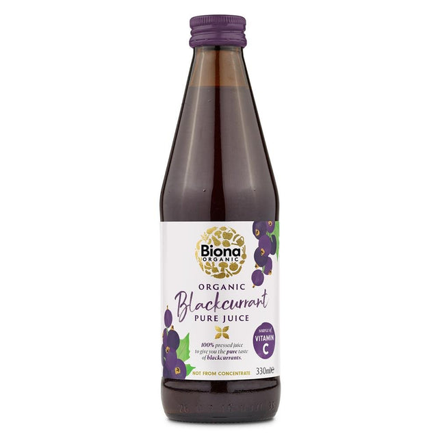 Biona Blackcurrant Pure SuperJuice - 100% Organic 330ml - Greenlands Health Store