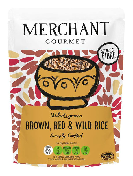 Merchant Gourmet Brown Red & Wild Microwaveable Rice 250g - Greenlands Health Store