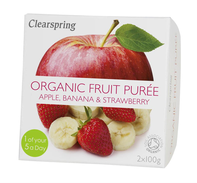 Organic Fruit Puree Apple/Banana/Strawberry (2x100g) - Greenlands Health Store