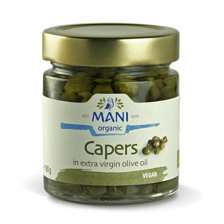 MANI Organic Capers in Extra Virgin Olive Oil 180g - Greenlands Health Store