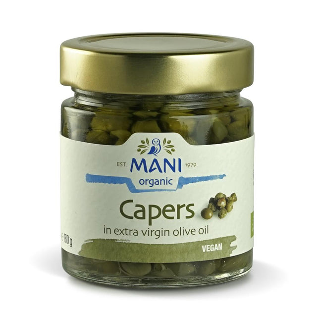 MANI Organic Capers in Extra Virgin Olive Oil 180g - Greenlands Health Store