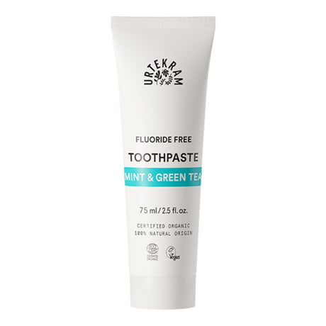 Urtekram Organic Mint with Green Tea Toothpaste 75ml - Greenlands Health Store