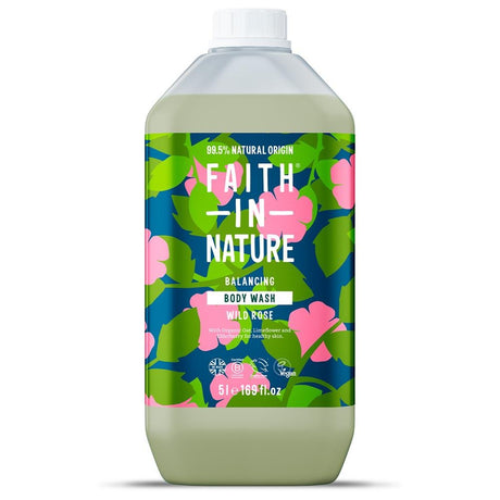 Faith in Nature Wild Rose Body Wash 5 Litre - Greenlands Health Store