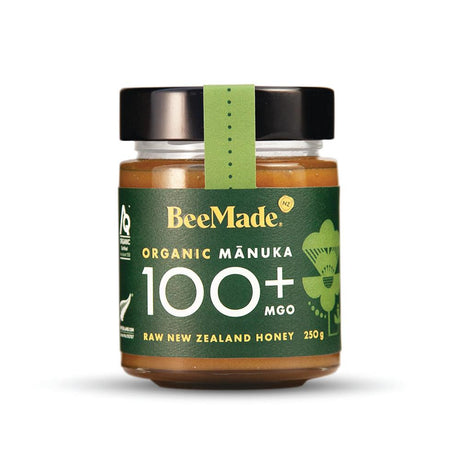 BeeMade Organic New Zealand Manuka Honey MGO 100+ 250g - Greenlands Health Store