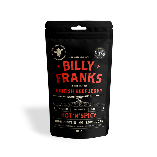 Billy Franks Gluten Free Hot N Spicy Beef Jerky 30g - Greenlands Health Store