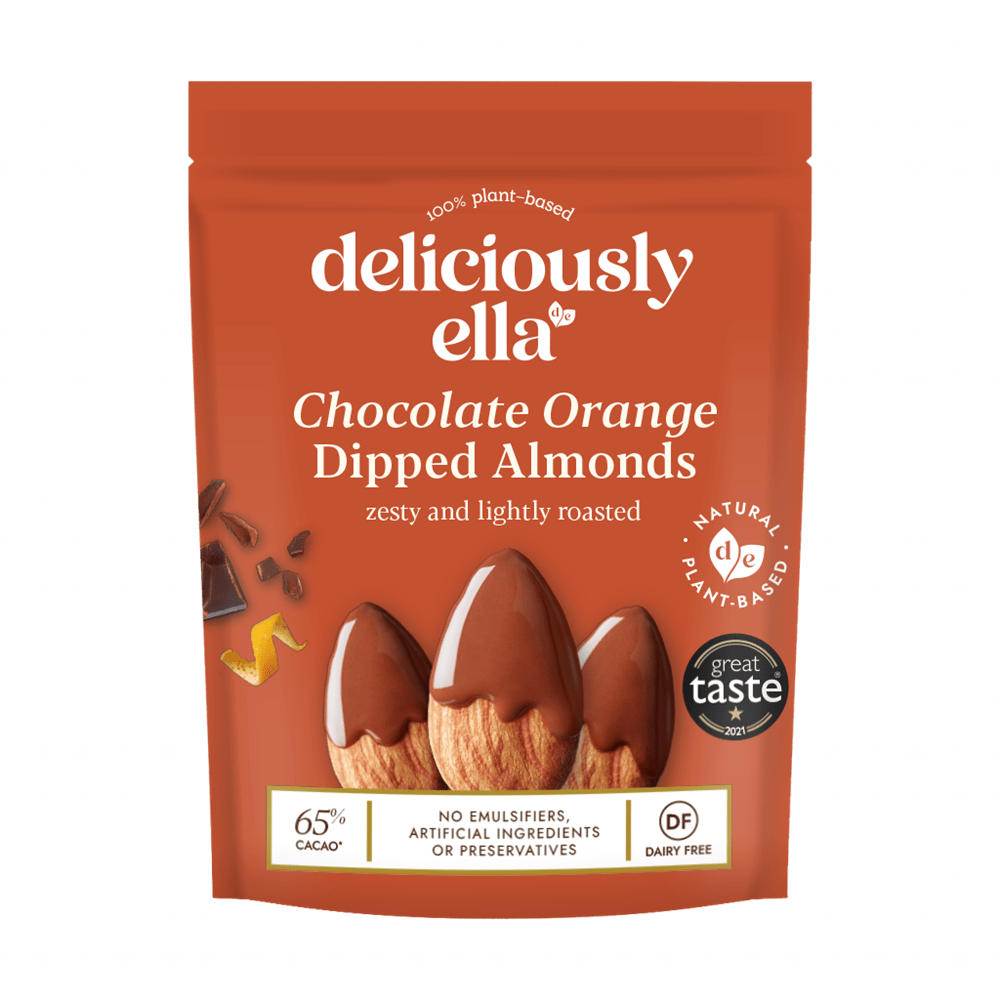Deliciously Ella Chocolate Orange Dipped Almonds 81g - Greenlands Health Store