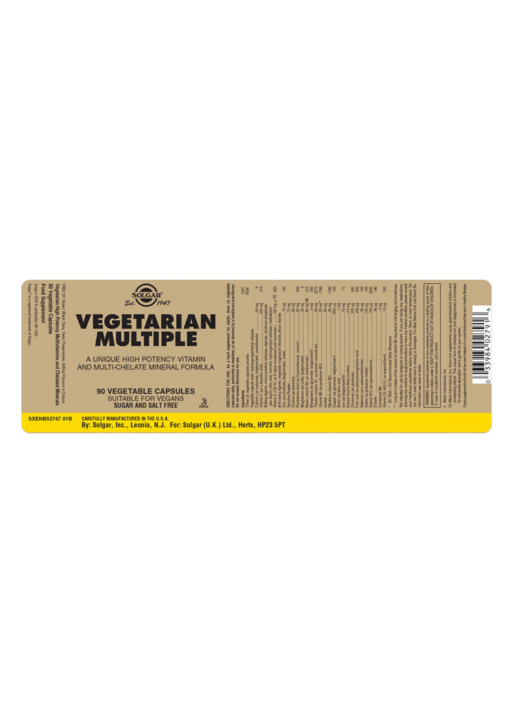 Solgar® Vegetarian Multiple Vegetable Capsules - Pack of 90 - Greenlands Health Store