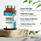 Omega 3 2000mg Super Strength Fish Oil - 300 Softgels - Greenlands Health Store