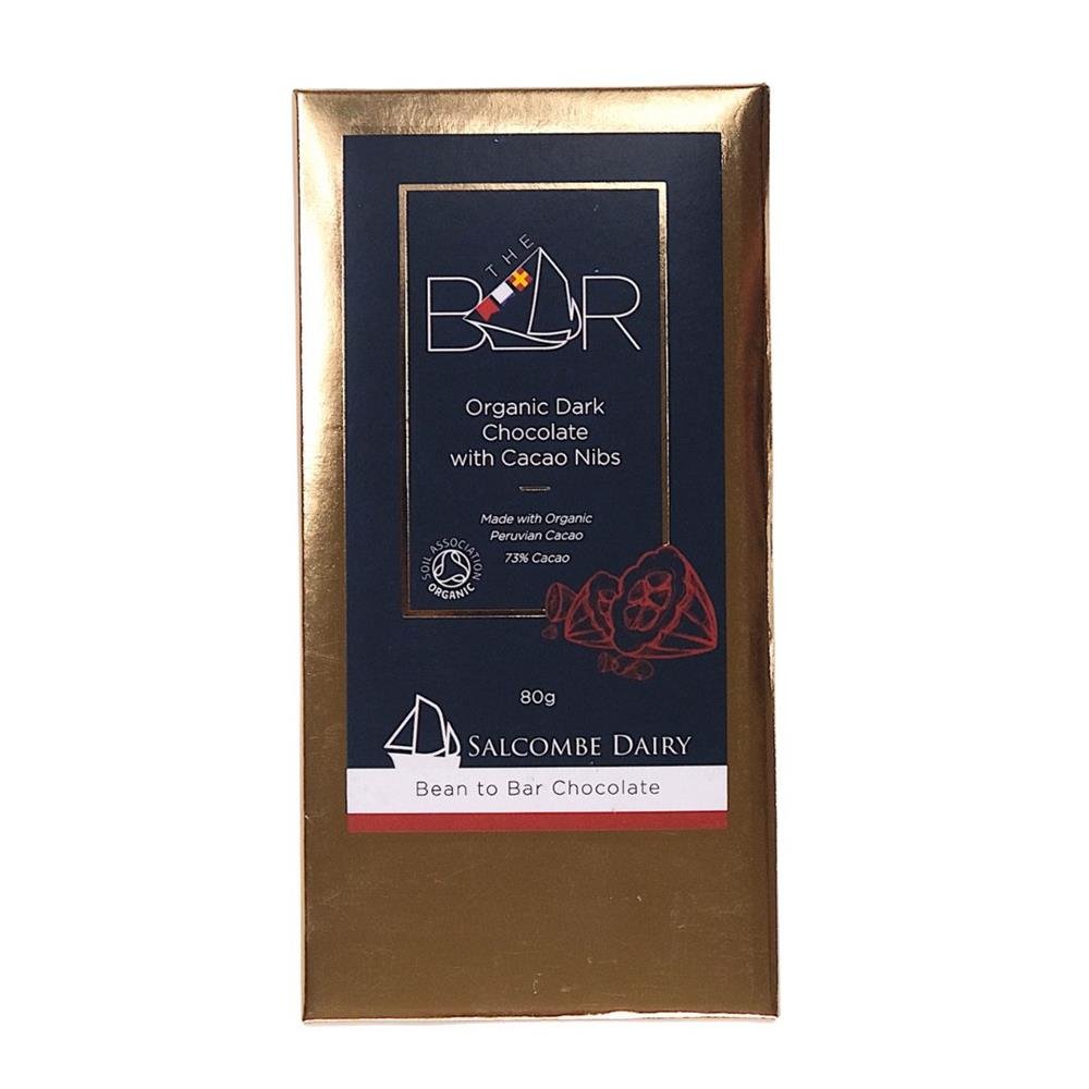 Salcombe Dairy Dark with Nibs Organic Chocolate Bar 80g - Greenlands Health Store