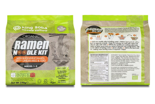 Organic Buckwheat Ramen Noodle Kit Zesty Ginger Miso & Tofu 190g - Greenlands Health Store