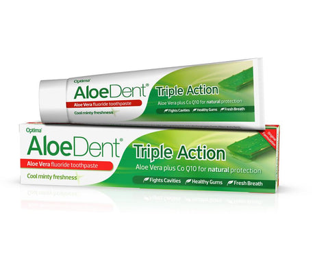 Triple Action Aloe+CoQ10 Toothpaste FLUORIDE - Peppermint 100ml - Greenlands Health Store