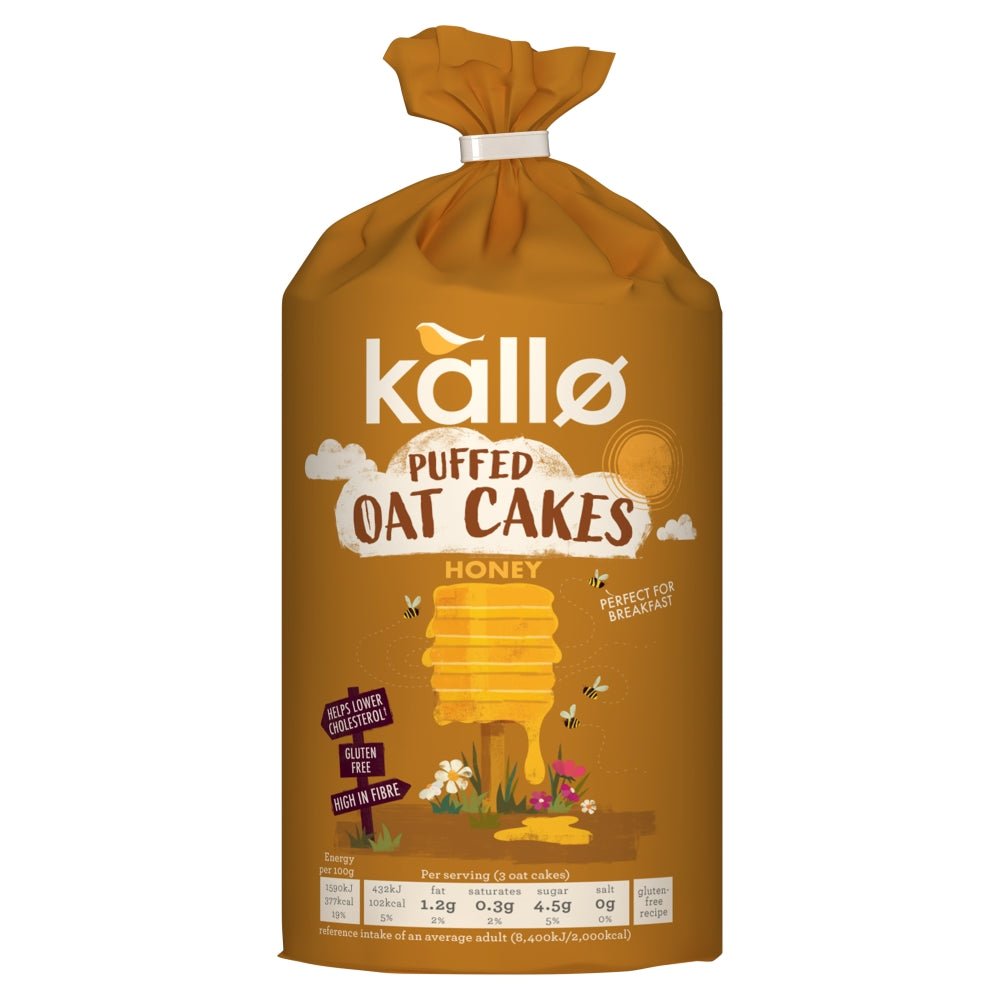 Kallo Honey Puffed Oat Cakes 118g - Greenlands Health Store