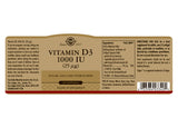 Solgar® Vitamin D3 1000 IU (25 µg) Softgels - Greenlands Health Store