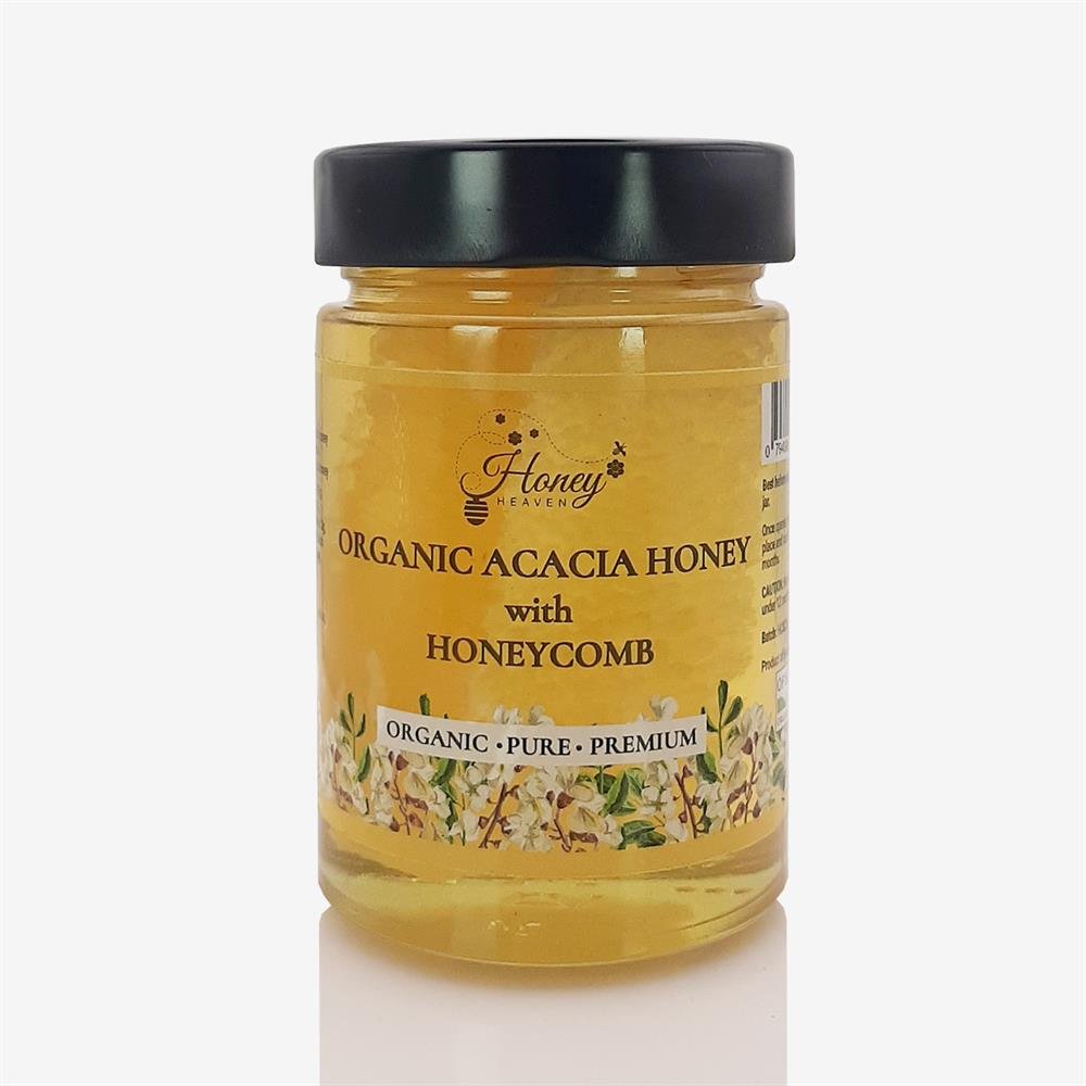 Honey Heaven Organic Acacia Honey with Honeycomb 500g - Greenlands Health Store