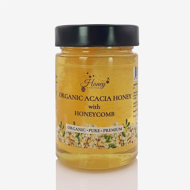 Honey Heaven Organic Acacia Honey with Honeycomb 500g - Greenlands Health Store
