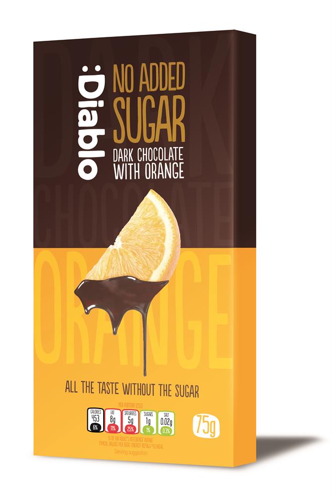 Diablo Dark Chocolate Bar with Orange 75g - Greenlands Health Store