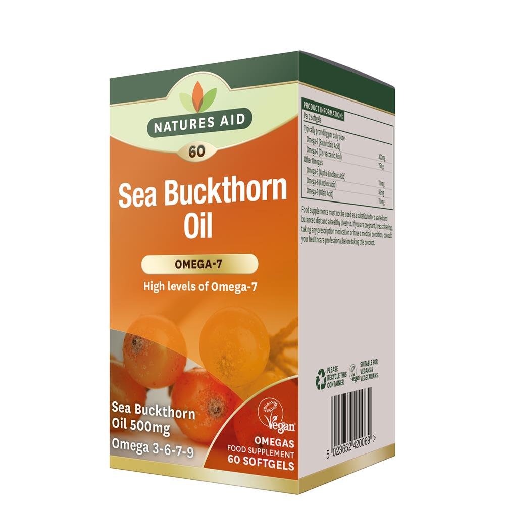 Omega - 7 Sea Buckthorn 500mg 60 Vegetarian Softgels - Greenlands Health Store