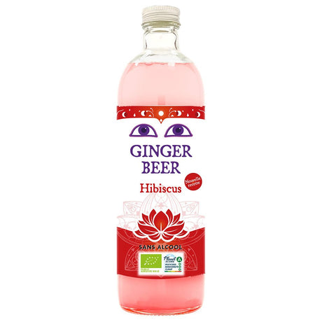 Non Alcoholic Fermented Ginger Beer with Hibiscus 750ml - Greenlands Health Store