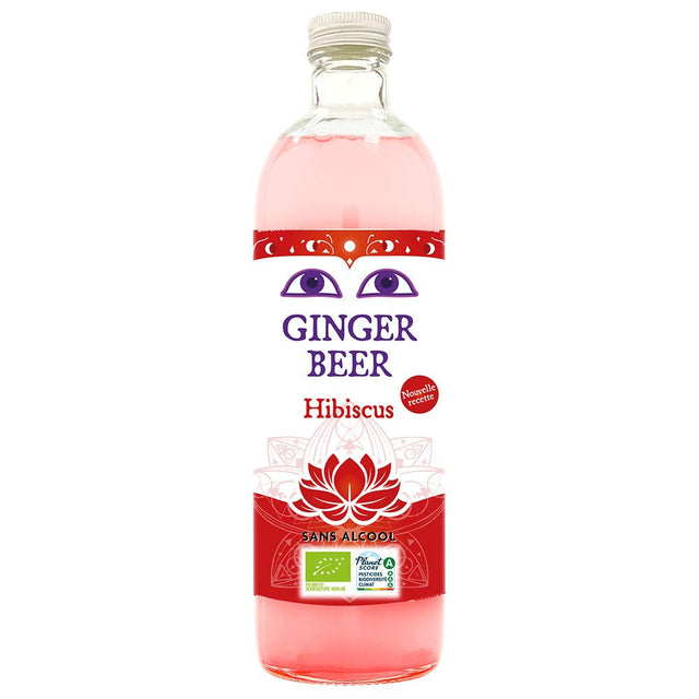 Non Alcoholic Fermented Ginger Beer with Hibiscus 750ml - Greenlands Health Store
