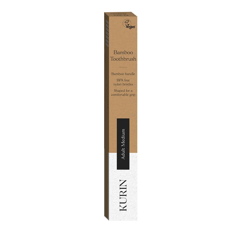 Adults Medium BPA Free Bamboo Toothbrush - White - Greenlands Health Store