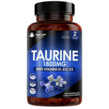 Taurine Capsules 1800mg + Vitamin B1 B12 & D3 120 Capsules - Greenlands Health Store