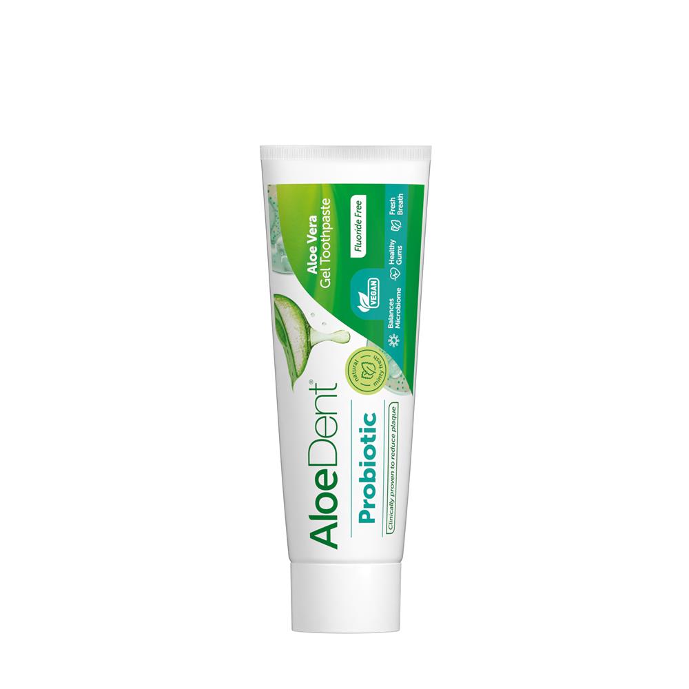 Aloe Dent Probiotic Aloe Vera Gel Toothpaste Fluoride Free 75ml - Greenlands Health Store