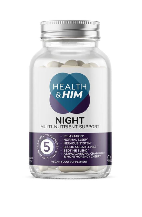 Health & Him Night Multi - Nutrient Supplement 60 capsules - Greenlands Health Store