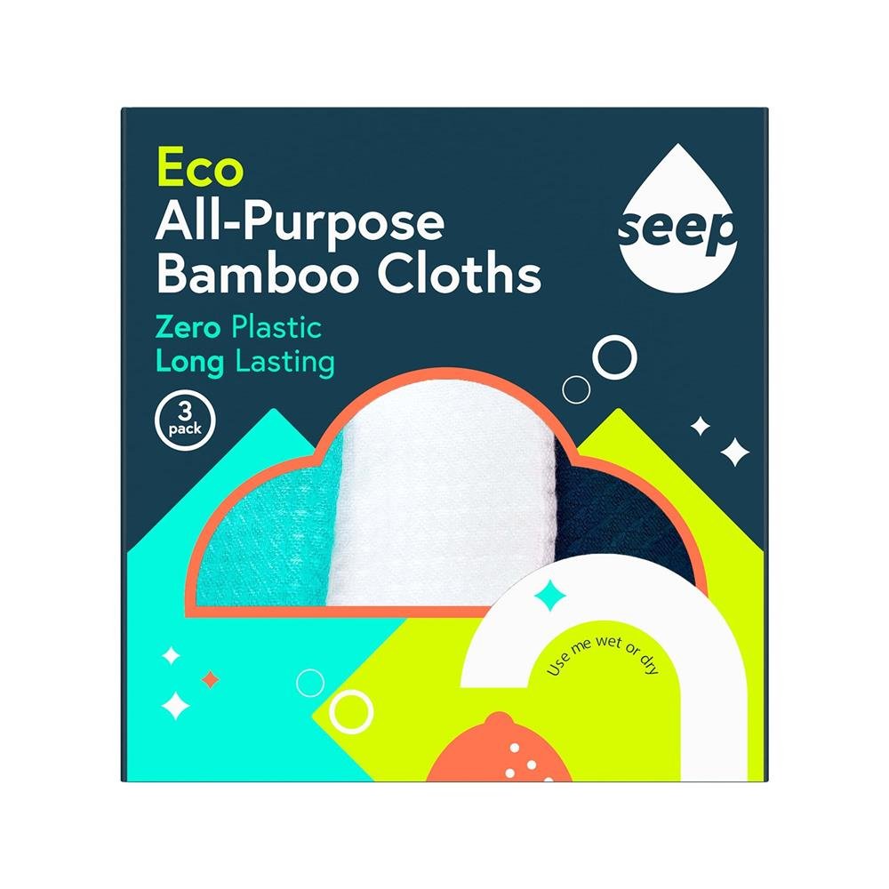 100% Bamboo All Purpose Cloths 3 Pack - Greenlands Health Store