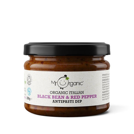 Mr Organic Black Bean & Red Pepper Antipasti Dip 230g - Greenlands Health Store