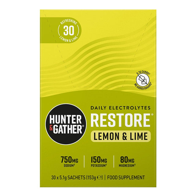 Restore Electrolyte Lemon & Lime 30 x 5.1g per pack - Greenlands Health Store