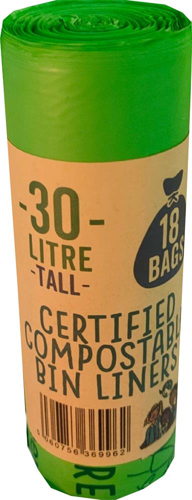 Eco Green Living Certified Compostable 30L Bin Bags - Greenlands Health Store