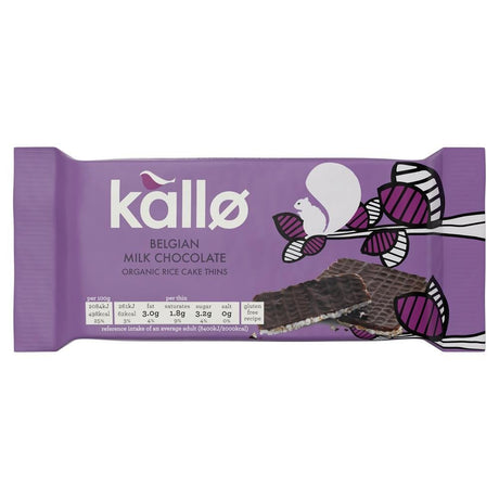 Kallo Organic Belgian Milk Chocolate Rice Cake Thins 75g - Greenlands Health Store