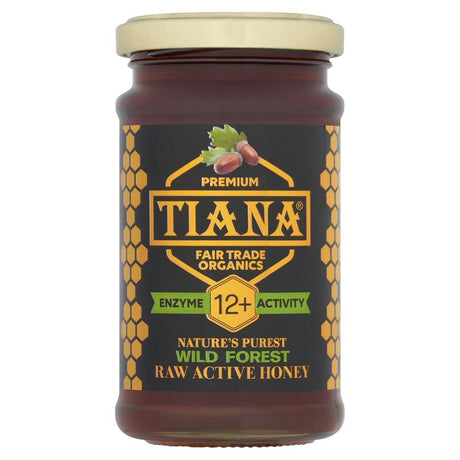 TIANA Fairtrade Organics Raw Active Wild Forest Honey 12+ 250g - Greenlands Health Store