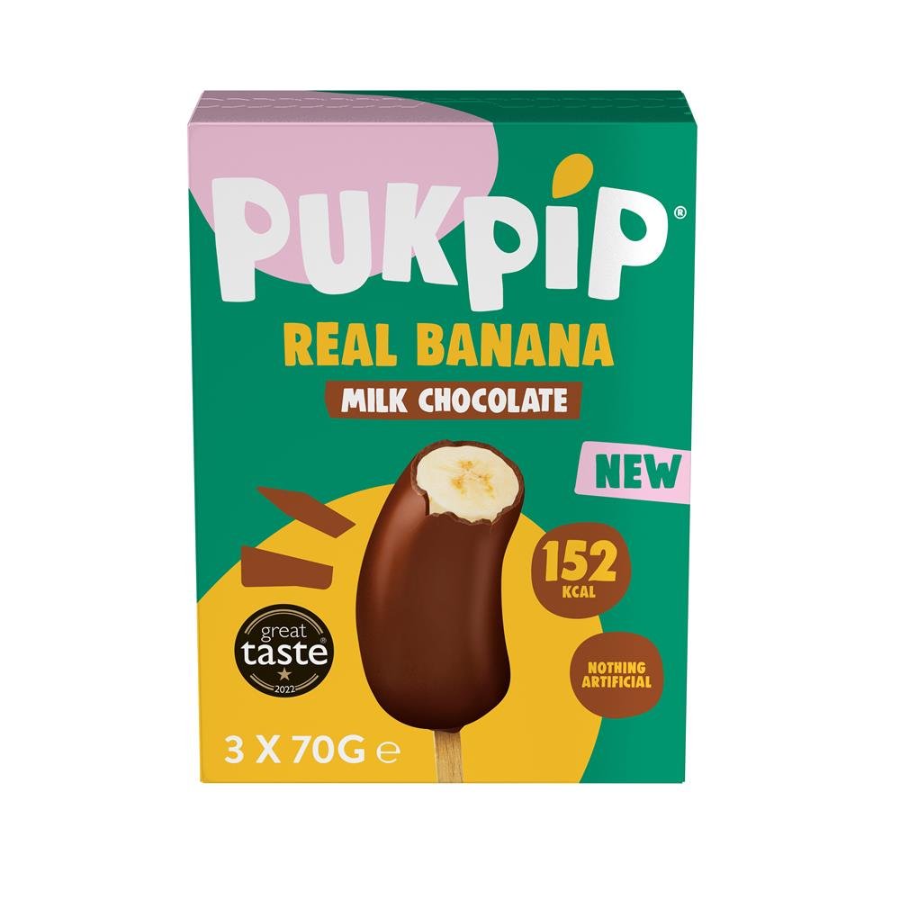 Pukpip Real Frozen Banana dipped in Milk Chocolate 3 x 70g - Greenlands Health Store