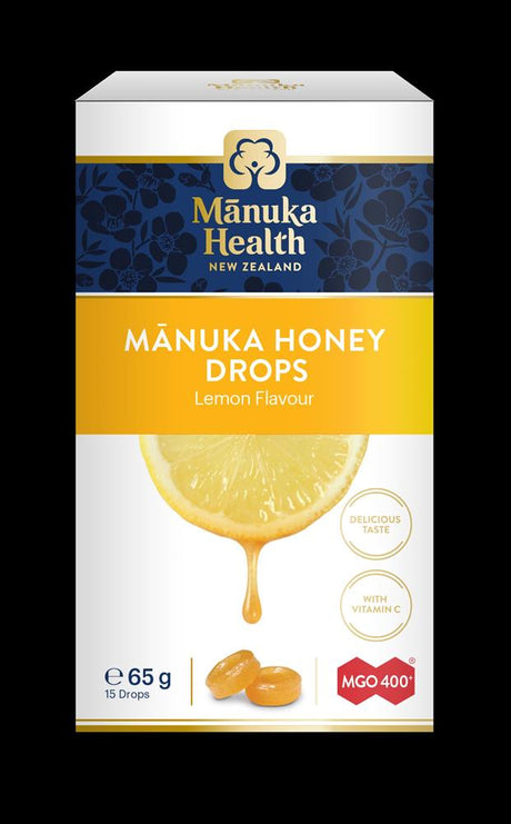 MGO 400+ Manuka Honey Drops with Lemon 65gm - 15's - Greenlands Health Store