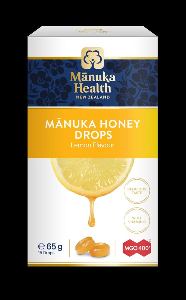 MGO 400+ Manuka Honey Drops with Lemon 65gm - 15's - Greenlands Health Store