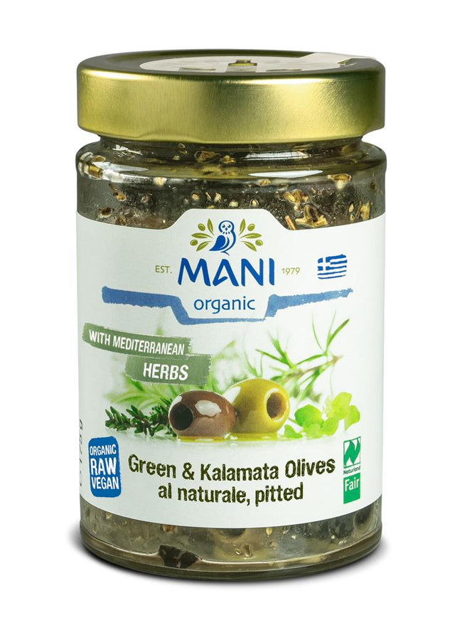 Organic Olives al Naturale Pitted with Mediterranean Herbs 175g - Greenlands Health Store