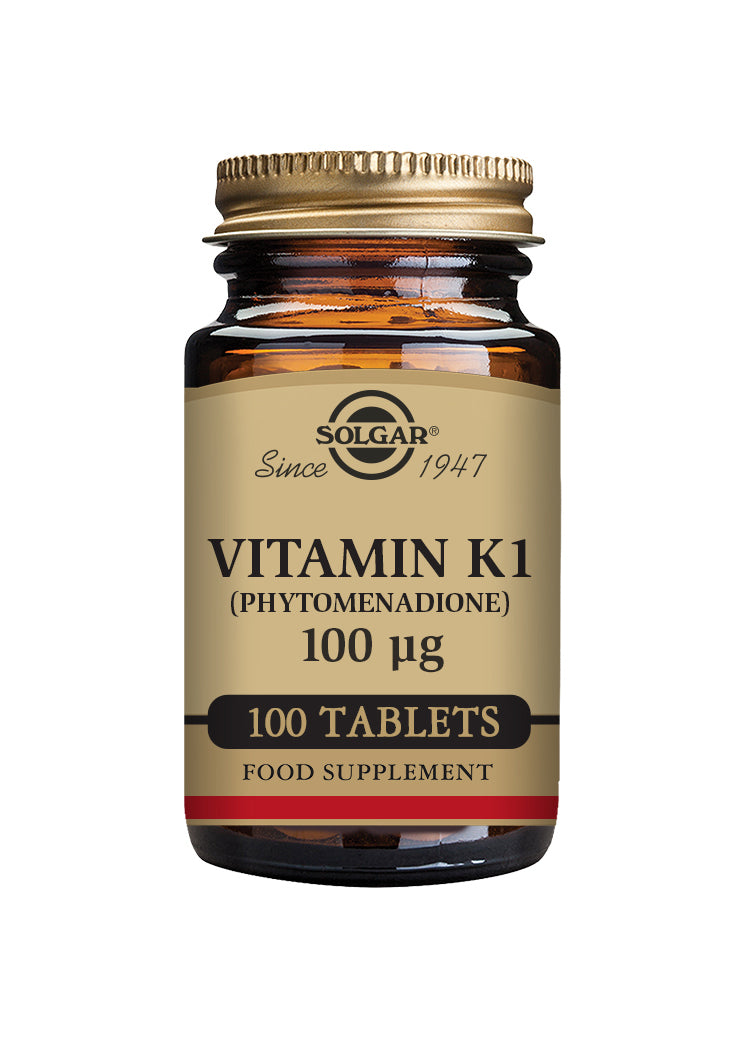 Solgar® Vitamin K1 (Phytomenadione) 100 µg Tablets - Pack of 100 - Greenlands Health Store