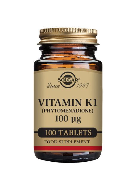 Solgar® Vitamin K1 (Phytomenadione) 100 µg Tablets - Pack of 100 - Greenlands Health Store