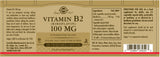 Solgar® Vitamin B2 (Riboflavin) 100 mg Vegetable Capsules - Pack of 100 - Greenlands Health Store