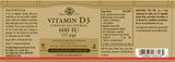 Solgar® Vitamin D3 (Cholecalciferol) 600 IU (15 µg) Vegetable Capsules - Greenlands Health Store