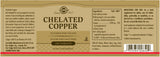 Solgar® Chelated Copper Tablets - Pack of 100 - Greenlands Health Store